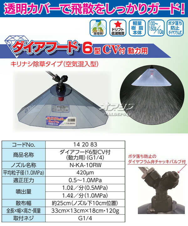 ダイアフード 6型 CV付 ヤマホ工業(YAMAHO) 動力用 G1/4 キリナシ除草タイプ【法人...