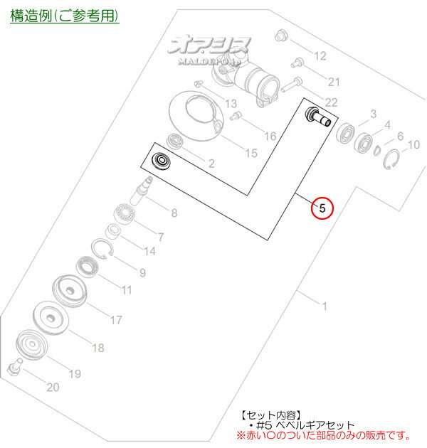 ベベルギアセットJ(ギアケース内の傘歯車) 新ダイワ(shindaiwa) 肩掛式刈払機 RM30...