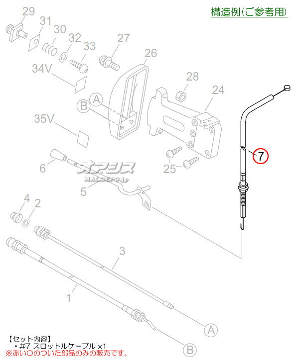 スロットルケーブルR 共立(kioritz) 動力散布機 DMC810FT用 やまびこ【メール便可】