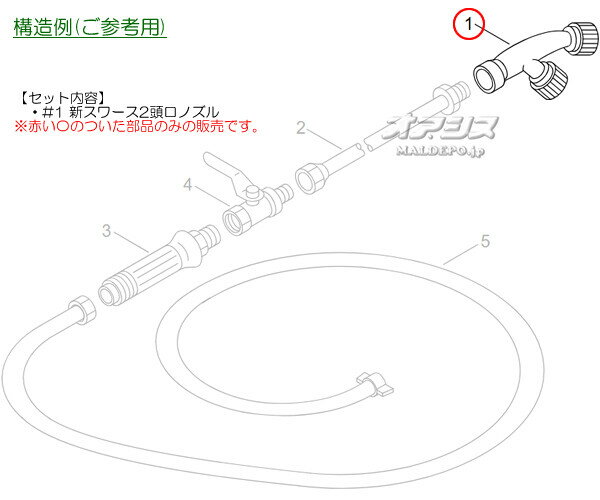 新スワース2頭口ノズル 共立(kioritz) ミニ動噴 BSHB171用 やまびこ【メール便可】