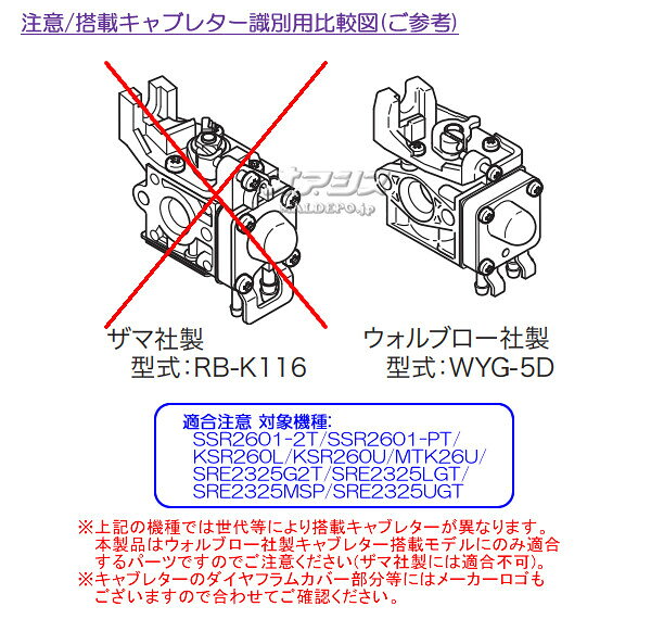 ダイヤフラムキャブレタB1 共立(kioritz) 肩掛式刈払機 SRE270KLT/SRE270KUT/SRE27...