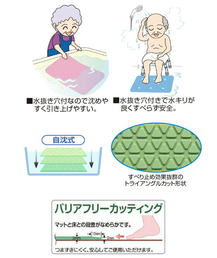 オアシスプラスのトライタッチ Sサイズ 安心すべり止めマット ウェルファン｜アングル2