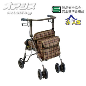 　島製作所 歩行車 シンフォニーSP CLブラウン島製作所 歩行車 シンフォニーSP CLブラウン●高齢者に親しみのあるシルバーカーの使い易さとデザインでご使用の抵抗感を軽減。●コンパクト設計ながら優れた機能と安定性で歩行をサポート。●今までの歩行車にはあまりなかった、片方だけのブレーキ操作でも両後輪にブレーキが利く左右連動型手元2WAYブレーキ機能は片方の握力が低下された方にも安心です。●屋外はもちろん屋内まで幅広く使えます。●2WAY前輪キャスター付。【商品仕様】●サイズ:幅50×奥行56×高さ78.5〜88cm、折りたたみ時/奥行28.5×高さ86.5cm、座面高/41cm、ハンドル内幅/42.5cm●車輪サイズ:前輪14.5×後輪14.5cm●重さ:5.9kg●材質:アルミパイプ(粉体塗装)、タイヤ/EVA、バッグ/ポリエステル●最大使用者体重:100kg●バッグ耐荷重:5kg●標準機能:折りたたみ式、ハンドル高さ調節(4段階/3cmピッチ)、2WAYキャスター(直進・左右60°)、2WAYブレーキ、杖・傘置き付●SGマーク取得商品※こちらの商品はメーカー(提携先)からの直送となります。欠品時には納期にお時間をいただく場合が　ございますのでお手数ですが急ぎの場合はお問い合わせ下さい。注文について注意事項メーカー(提携先)からの直送となります。稀ではございますが欠品時は変動する場合もございますので、正確な納期はご注文の確認メールにてご案内させていただきます。