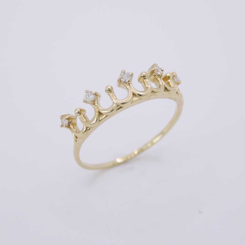 ダイヤモンド　リング　指輪　イエローゴールド　K18　レディース　王冠　プレゼント　オシャレ　キュート(4)