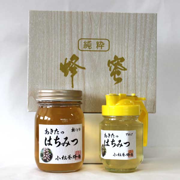 国産 はちみつ 栃500g・アカシアピッチャー250g【秋田 小松養蜂場】非加熱 【100％自家 採蜜のハチミツ】【蜂蜜】【ギフト】