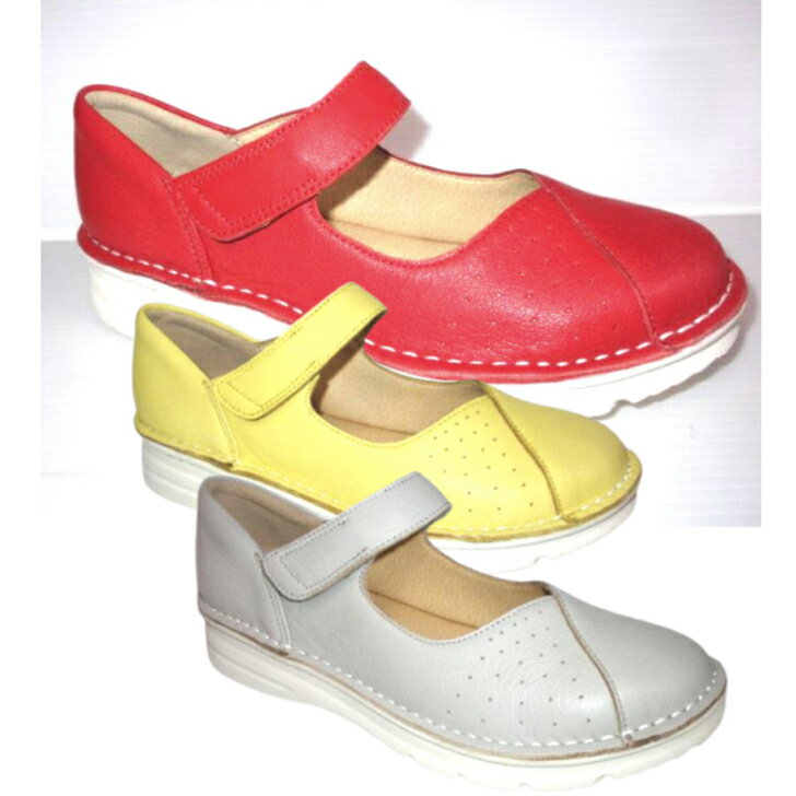 【送料無料】超柔らかクッション パンプス Y&T3761 本革 幅広 4E EEEE 婦人 レディース マジックベルト付き スリッポン ウォーキング シューズ ストラップ パンプス