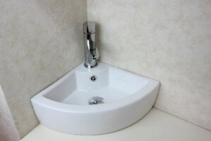 洗面ボウル(洗面ボール手洗い鉢)+排水栓、排水Sトラップセットおしゃれ洗面器洗面台洗面化粧台手洗い器手洗いボウル陶器洗面ボウルKORS-1546コーナー設置