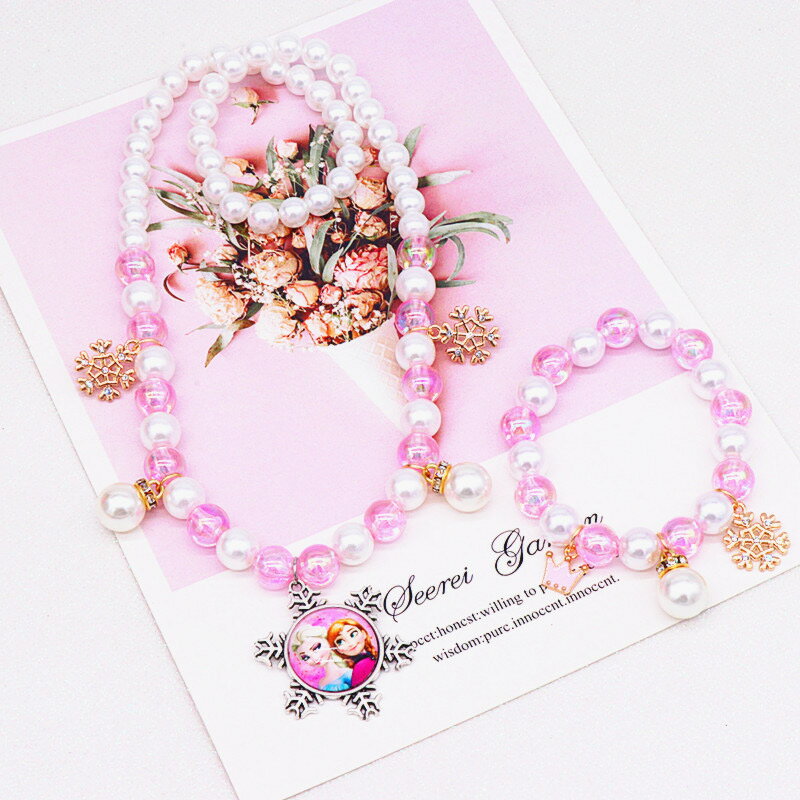 送料無料 キッズ アクセサリー イアリング キッズネックレス アナと雪の女王 4点セットエルサドレス 子..