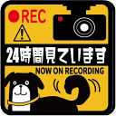 【車用ステッカー/送料無料】「24時間見ています(犬2)」(100mm x 100mm)録画中 犬 ステッカー ドライブレコーダー ドラレコ 車載 車用 あおり...