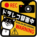 【車用ステッカー/送料無料】「ドラレコ(犬1)」(100mm x 100mm) 録画中 犬 ステッカー ドライブレコーダー ドラレコ 車載 車用 あおり運転 対...