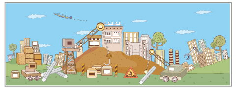 工事現場のイメージアップに最適！工事看板に貼るだけ！イメージアップステッカーラインアートイラストタイプPDS-505