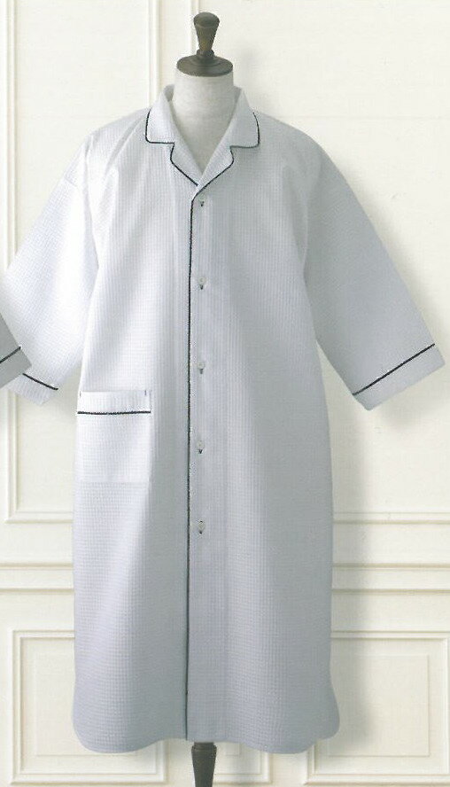 ワッフルガウン40枚セットONG-03　テーラー衿シャツ　双糸ワッフル 白　フリーサイズ