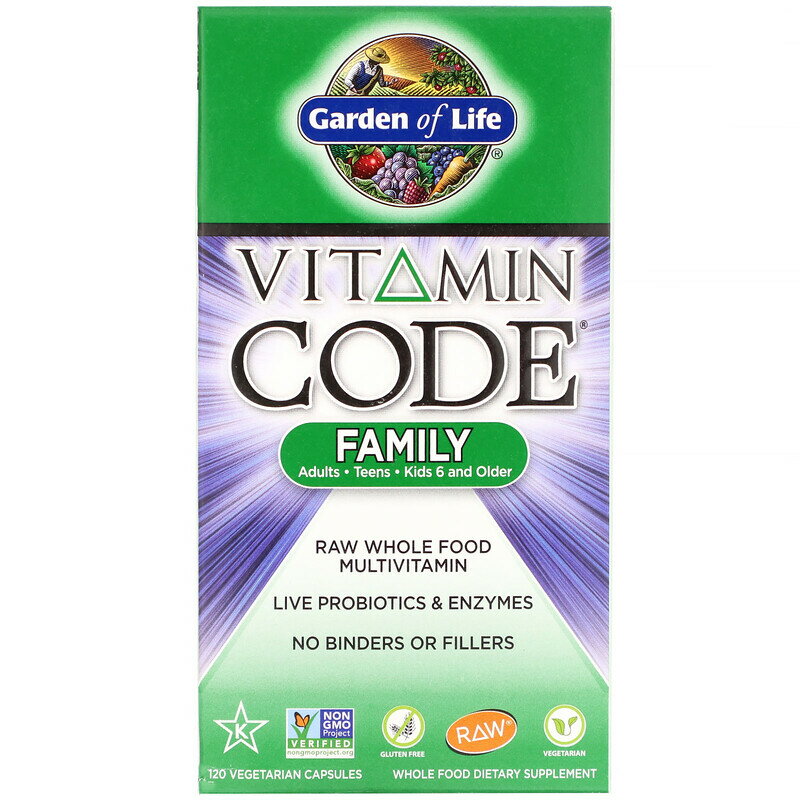 ガーデンオブライフ Garden of Life Vitamin Code 家族用 未加工自然食品のマルチビタミン ベジカプセル120粒 ビタミン サプリメント 健康食品 アメリカ直送