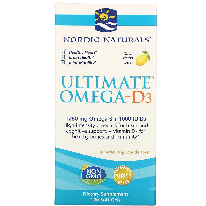 ノルディックナチュラルズ Nordic Naturals Ultimate Omega (アルティメットオメガ) オメガ-D3 レモン1000mg 120ソフトジェル ビタミン サプリメント 健康食品 アメリカ直送