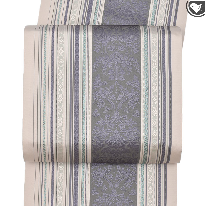 博多帯 老舗 原田織物 “向い鳳凰 献上” 本場筑前博多織 金印 九寸 名古屋帯 正絹 日本製 お仕立て代込..