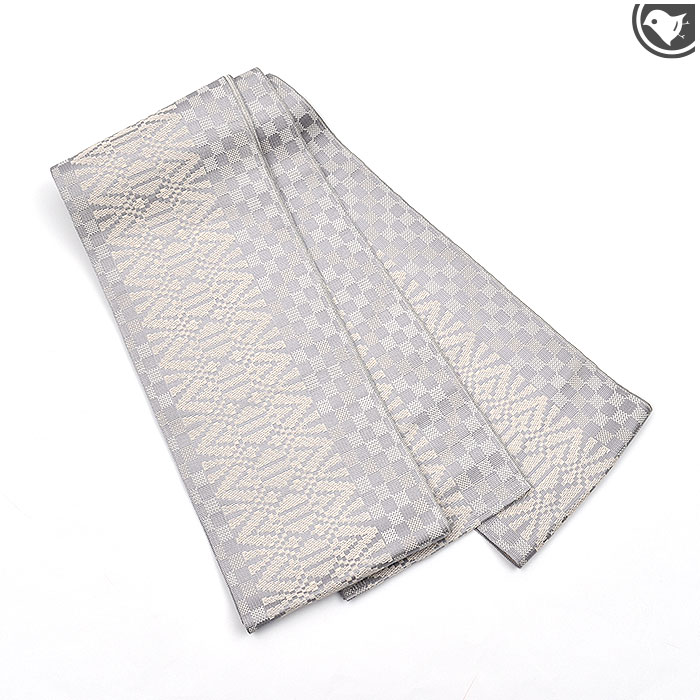 【帯10%offクーポン♪】半幅帯 博多織 名門 黒木織物 謹製 献上市松文(オールシーズン)【帯専門店おびや】お仕立て付！送料・代引き無料！[商品番号：21768]