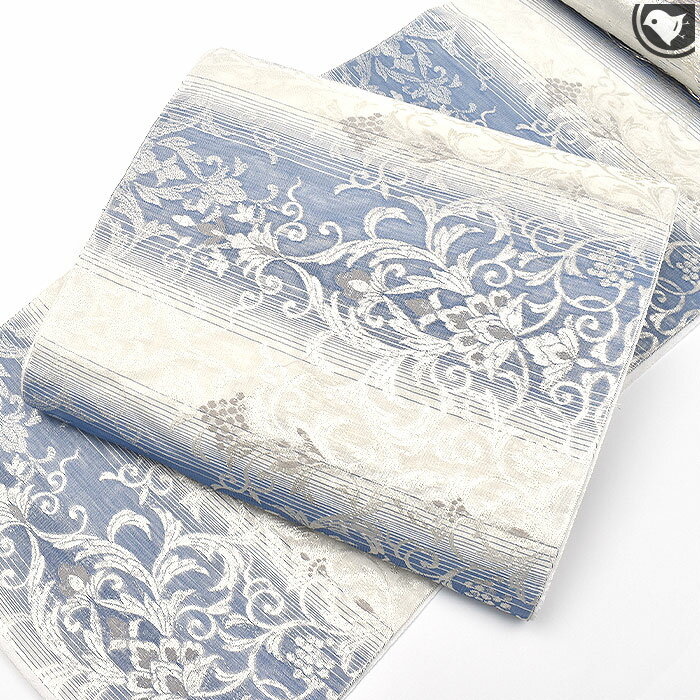 西陣織 華翔苑 謹製 “銀彩 唐花文様”九寸 名古屋帯(オールシーズン帯) 正絹 日本製 お仕立て付・送料・代引き無料！[商品番号：21948]