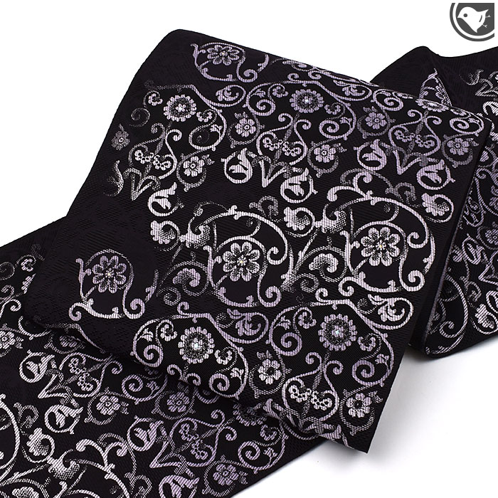 博多帯 本場筑前博多織 “唐花装飾文” 金印 八寸 名古屋帯 日本製【帯専門店おびや】お仕立て付！送料・代引き無料！[商品番号：21996]