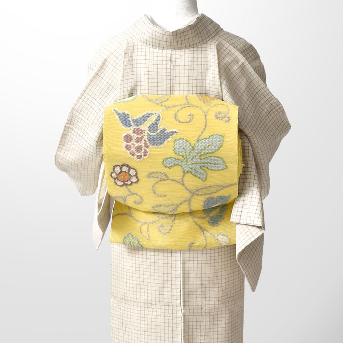 乐天商城 - (単衣/夏) 西陣織 帯屋捨松 謹製 中世ぶどう文 八寸 名古屋帯 正絹 日本製 お仕立て代込！送料・代引き無料！[商品番号：22165]