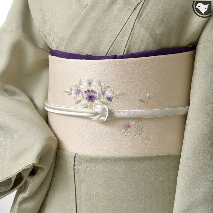 天然染色 日本刺繍 宮城美穂子 作 正倉院 宝相華文様 丹後地 九寸 名古屋帯 正絹 日本製 お仕立て代込..