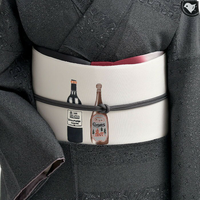 Rakuten - 名古屋帯 新潟 十日町友禅 別注 Wine bottle 九寸 名古屋帯 おびやオリジナル 正絹 日本製 お仕立て代込！送料・代引き無料！[商品番号：20918]