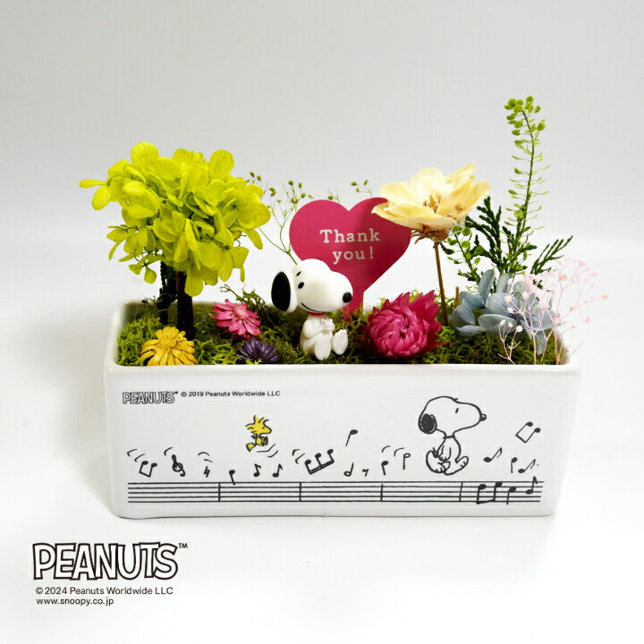 Celebration - 【公式ライセンス商品】送料込みスヌーピー Forest in Bloom（Thank you・Happy Birthday・Congratulations) / プリザーブドフラワー フラワーアレンジメント アレンジメントフラワー レッド 花 お花 キャラ スヌーピー 雑貨 プレゼント ギフト 母の日 誕生日 記念日 お祝い