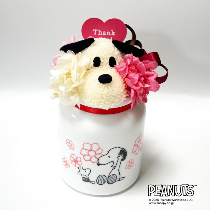 Rakuten - 【NEW】【公式ライセンス商品】送料込み お花スヌーピーFriends（Thank you）/ プリザーブドフラワー 花 お花 フラワー フラワーギフト キャラ スヌーピー かわいい 雑貨 インテリア プレゼント ギフト 母の日 誕生日 記念日 お祝い 結婚祝い