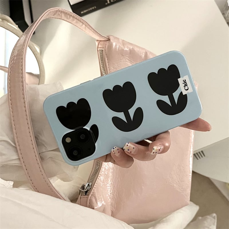 乐天商城 - iphoneケース 韓国 大人可愛い アイフォンケース【Phone13対応】チューリップ 花 Flower シンプル 韓国 人気 アイフォン ケース