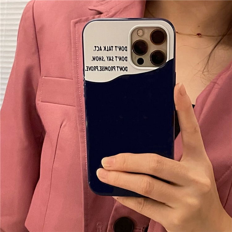 乐天商城 - iphoneケース 韓国 大人可愛い アイフォンケース 各機種対応 iPhone13 pro ネイビー ツートン 英字 アイフォン スマホケース (N1071)