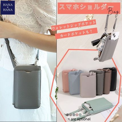 ニュアンスカラー レザー 大容量 ショルダー スマホポーチ BAG