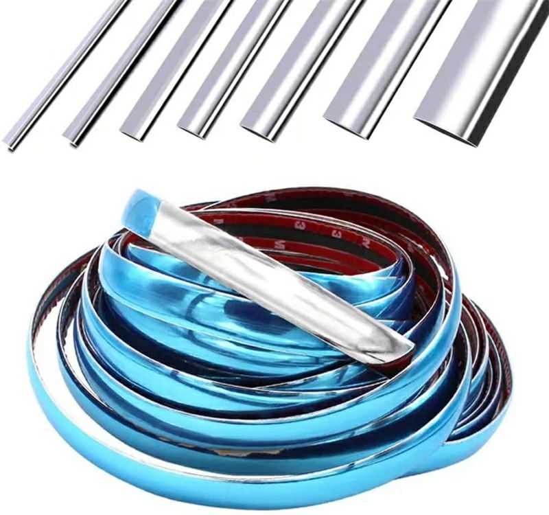 メッキモール マルチモール 車用 アクセント メッキテープ 取付簡単 自由裁断 長さ12m 汎用品 傷を隠す 自動車装飾 シルバー