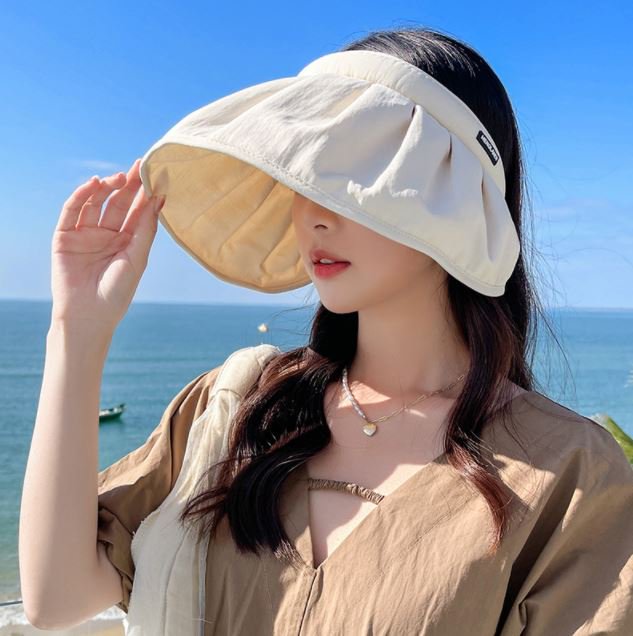 【在庫処分】帽子 レディース サンバイザー つば広 折りたたみ ヘアバンド 日焼け防止対策 2色のみ【返品交換不可】【ラッピング不可】【cocoro】【メール便不可】