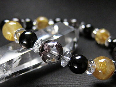 天然石 ブレスレット 富・癒し・繁栄を取り込む ルチルクォーツ 10mm ガーデン水晶 ハイパーシーン 8mm 平珠水晶パワーストーン レディース メンズ 【メ...