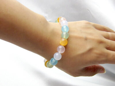 天然石 ブレスレット キャンディ カルセドニー マルチカラー 10mm玉パワーストーン レディース メンズ 【メール便不可】 ギフト プレゼント 贈り物 男性 女性 男 女 誕生日 ラッピング 包装