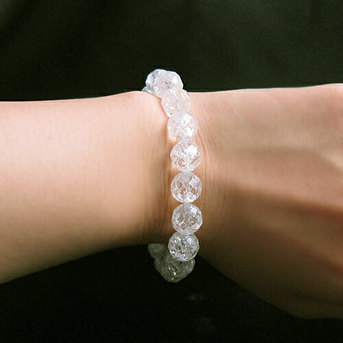 天然石 ブレスレット クラック水晶 10mm玉 64面 ミラーボールカット パワーストーン レディース メンズ ○10te○ ギフト プレゼント 贈り物 男性 女性 男 女 誕生日 ラッピング 包装