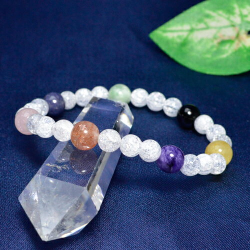 七色の輝き 厄除けブレスレット チャロアイト モリオン ゴールドアゼツライト サンストーン 本翡翠 モルガナイト クラック水晶 レディース メンズ 勝負 恋愛パ...