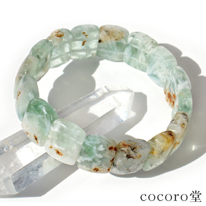 天然石 パワーストーン 【7本限定】エンジェルフェザー フローライト バングル ブレスレット約16×12mm玉 内周:約17〜18cm ※サイズ調整・ワイヤー変...