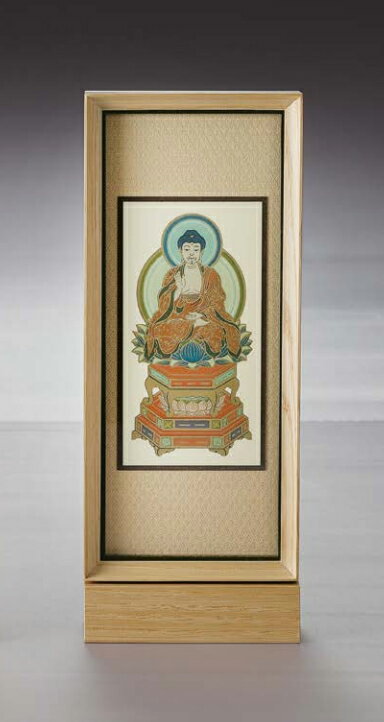 国産スタンド 掛軸 美楽NA色（中）御本尊一幅【掛け軸 スタンド 自立型 家具調 掛軸 本尊 栓 無垢 日本..