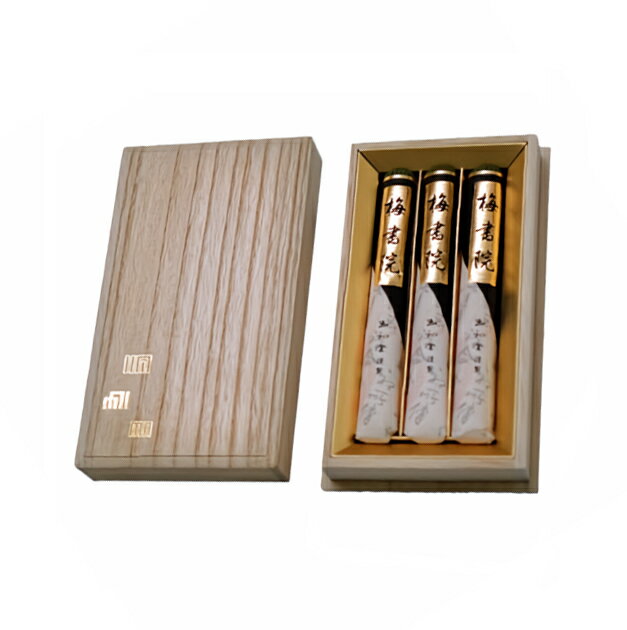 【進物用線香】梅書院 短寸3把入 桐箱【線香 お線香 高級線香 沈香 白檀 ギフト 贈答用 高級 国産 日本製 玉初堂】