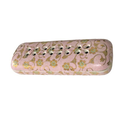 【寝かせる線香皿】夕凪 桃色鉄仙（九谷焼/大）【香炉 線香立 日本製 九谷焼 寝かせ香炉 高級 陶磁器 専門店】