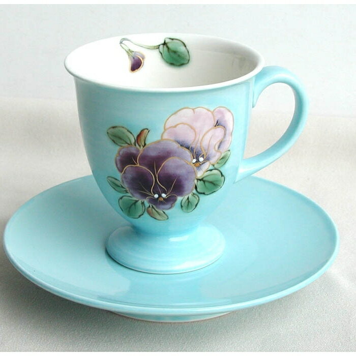 京焼・清水焼カップ＆ソーサー（パンジー）のサムネイル