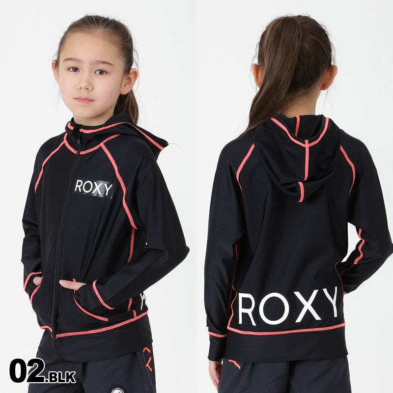 全品5%OFF件配布中 ROXY ロキシー キッズ 長袖 ラッシュガード パーカー TLY201107 ビーチ UVカット フード付き 水着 ラッシュパーカー 紫外線対策 ジップアップ プール みずぎ 海水浴 ジュニア 子供用 こども用 女の子用