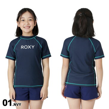 ROXY ロキシー キッズ 半袖 ラッシュガード TLY221109 ビーチ 速乾 ティーシャツ ロゴ Tシャツタイプ みずぎ UVカット プール 水着 海水浴 ジュニア 子供用 こども用 女の子用