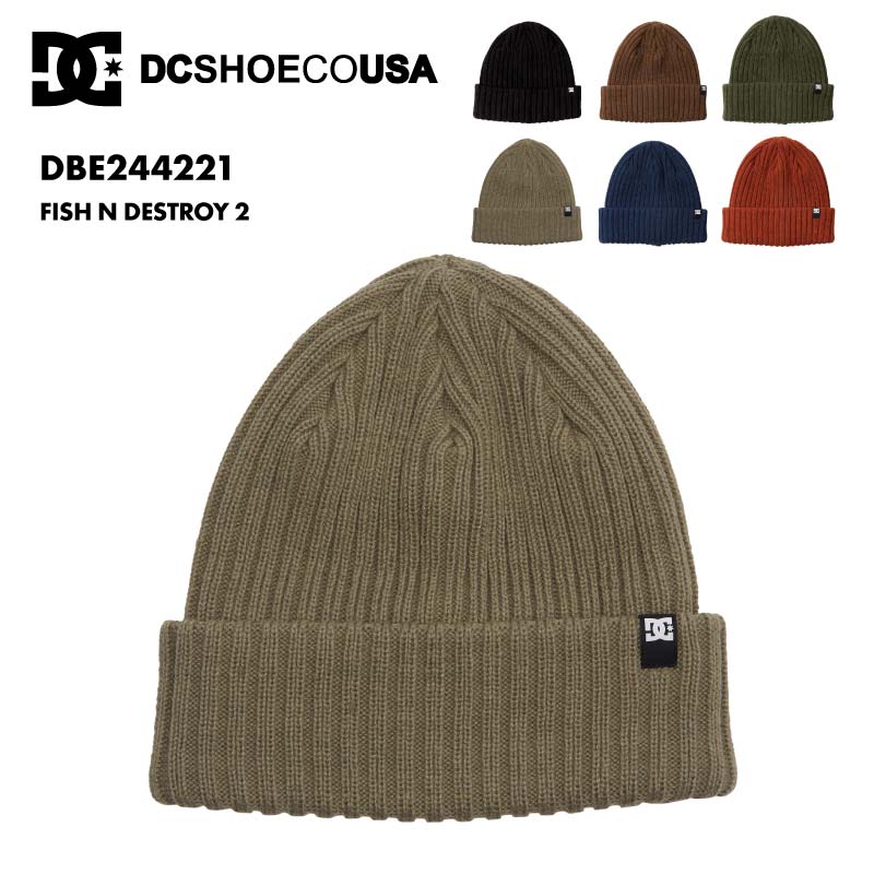 DC SHOES/ディーシー メンズ ニット帽 FISH N DESTROY 2 2024 FALL DBE244221 ニットキャップ ビーニー リブ編み 暖かい 保温性 冬 ワンポイント ロゴ ブランド ポリエステル