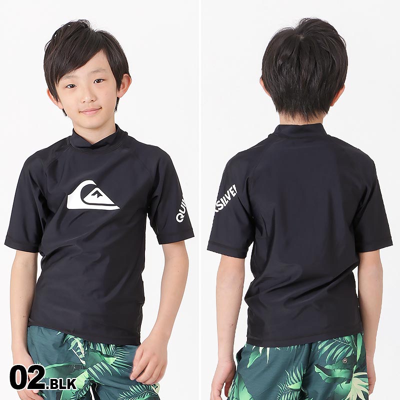 QUIKSILVER/クイックシルバー キッズ ラッシュガード 半袖 KLY201121 Tシャツタイプ UVカット UPF50+ 水着 みずぎ ビーチ 海水浴 プール ジュニア 子供用 こども用 男の子用