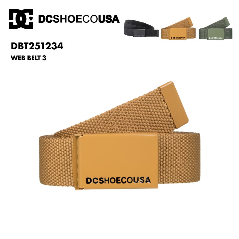 DC SHOES/ディーシー メンズ ベルト WEB BELT 3 2025 SPRING DBT251234 ウェビングベルト テープベルト シンプル 普段使い ロゴ ブランド 正規品 男性用