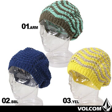 VOLCOM/ボルコム レディース ベレー型ニット帽子{E5841302}毛糸の ぼうし シングル ロゴ柄 ヴォルコム