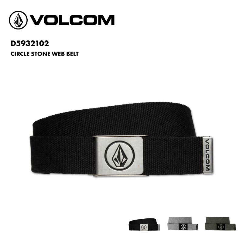VOLCOM/ボルコム メンズ ベルト CIRCLE STONE WEB BELT 2025 SPRING D5932102 ウェブベルト 丈夫 ミニマル カジュアル シンプル かっこいい おしゃれ ブランド ロゴ 男性用