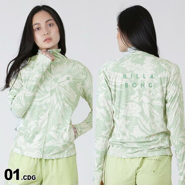 【全品エントリーP10倍】 BILLABONG/ビラボン レディース 長袖 ラッシュガード フルジップ BB013-852 ジップアップ フードなし UVカット UPF50+ 水着 ビーチ 海水浴 プール 女性用