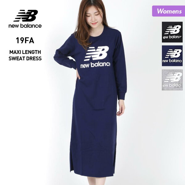 NEWBALANCE/ニューバランスレディースワンピースAWD93506マキシ丈ロゴ長袖カットソー女性用 20アウトレット